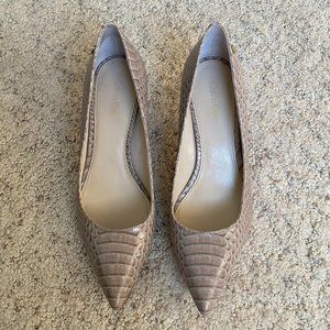Calvin Klein Taupe Snakeskin Tami Pumps